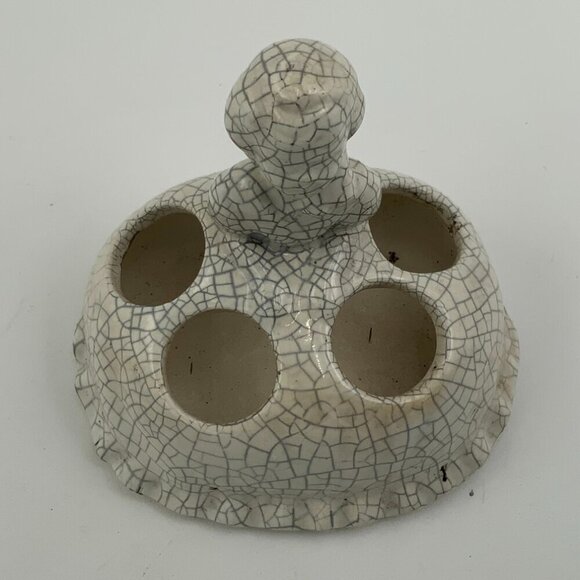 Rare Japanese Vintage Crackle Pottery Lady Lipstick Holder - Picture 5 of 7